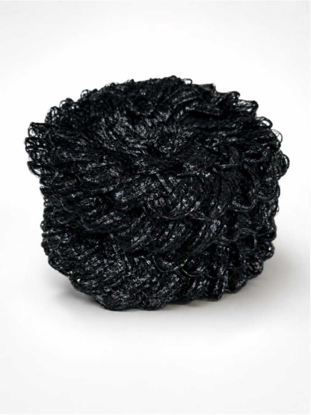Vintage 50s Black Braided Straw Hat with Velvet Bow - Picture 3 of 5